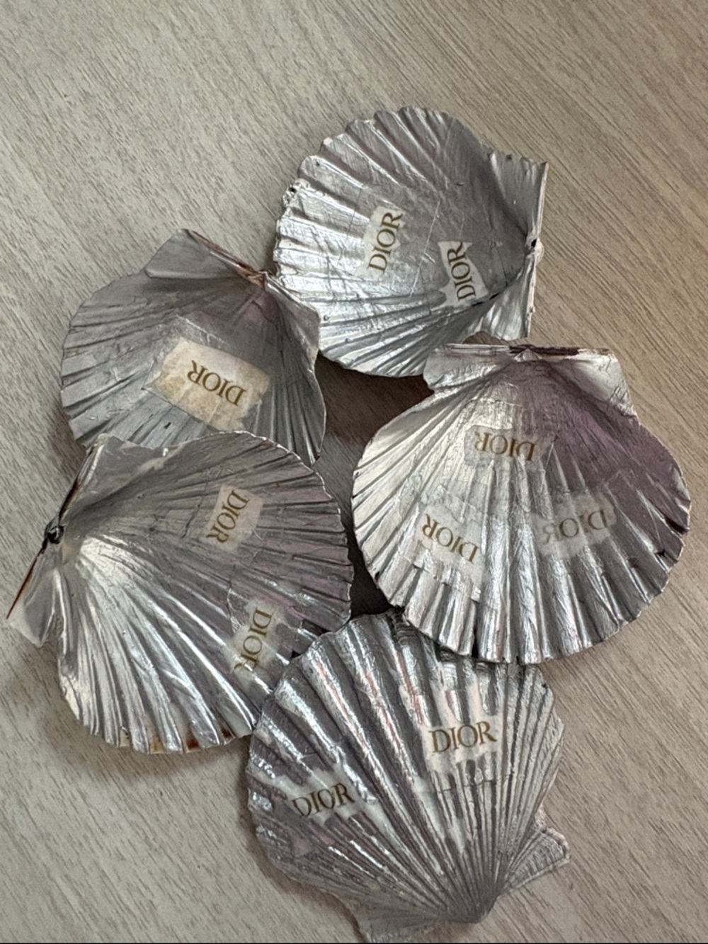 Dior Metallic Silver Shell Ornaments